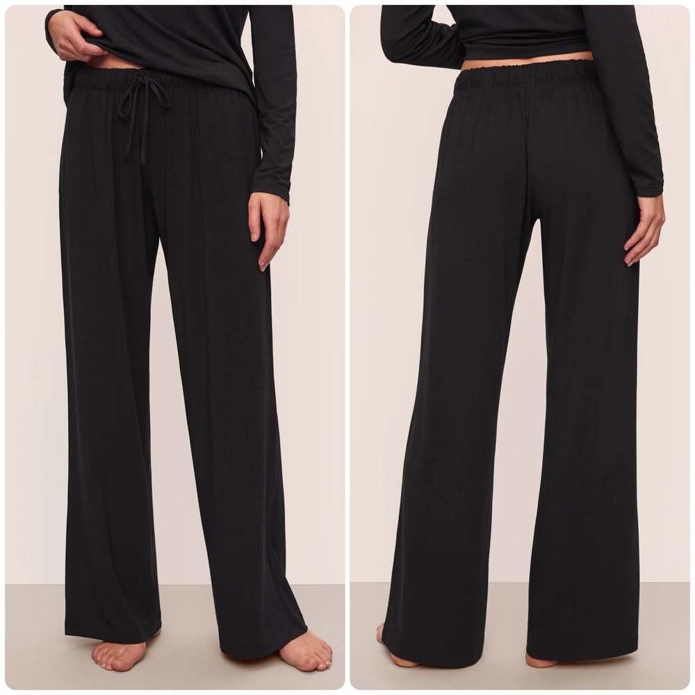 Eberjey Womens Gisele Tencel Modal Everyday Straight Leg‎ Lounge Pants Black L